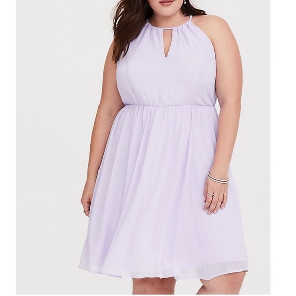 LILAC HALTER NECK CHIFFON DRESS - Picture 2 of 4